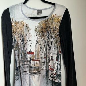 Artistic Long Sleeve Top - Black and White